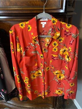 Express floral print portofino blouse